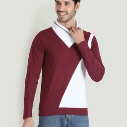 Black Collection Men Colourblocked V-Neck T-shirt-image-41