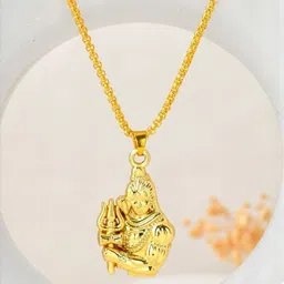 P. R. PRINTS Adult Gold Plated Shiva Pendant With Chain-picture-44