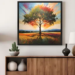999Store Blue & Green Tree The Radiant Sun Canvas Painting Wall Art-image-36