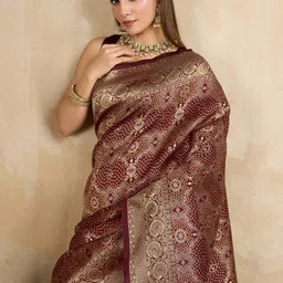 Shreyansh creation Ethnic Motifs Zari Silk Blend Banarasi Saree-picture-37