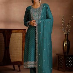 Libas Ethnic Motifs Printed Sequinned Kurta with Trousers & Dupatta-picture-2