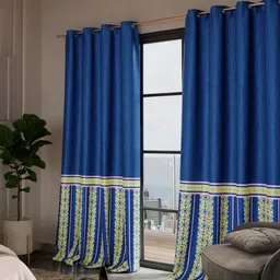 Stoa Paris Versailles Blue & White Set of 2 Ethnic Motifs Door Curtains-image-25
