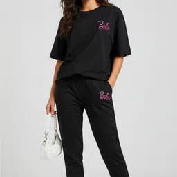 Trendyol Printed Round Neck T-Shirt With Joggers Co-Ords-48