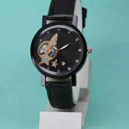 VIRAKTI Women Leather Regular Straps Analogue Watch F-69-FULL BLACK-A-image-21