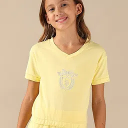 U.S. Polo Assn. Kids Girls Graphic Printed V-Neck Cotton T-shirt-picture-4
