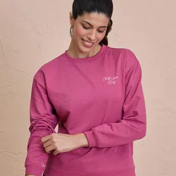 Nykd Women Graphic Printed Round Neck Cotton Pullover Sweatshirt-image-53