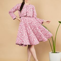 COTLAND FASHION Women Floral Printed Fit & Flare Dress With Jacket-image-51