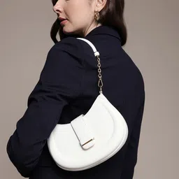 French Connection Structured Shoulder Bag with Detachable Sling Strap-78