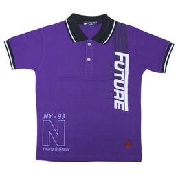 Little Marco Boys Typography Printed Polo Collar Applique T-shirt-image-92