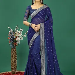 DIVASTRI Woven Design Zari Pure Georgette Banarasi Saree-picture-10