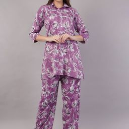 JIDI FASHION Floral Printed 3/4 Sleeve Tunic & Trousers Co-Ord Set-picture-48