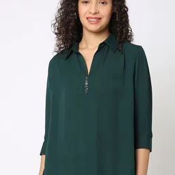 NOT SO PINK Women Shirt Collar Cuffed Sleeves Georgette Top-picture-35
