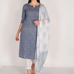 KALINI Women Bandhani Printed Regular Pure Cotton Kurta with Pyjamas & With Dupatta-picture-7
