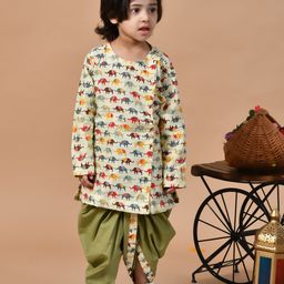 MoMaa Boys Animal Printed Regular Pure Cotton Kurta with Dhoti Pants-17