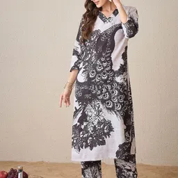 Anouk Women Floral Printed Regular Pure Cotton Kurta with Trousers-26