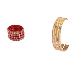Somil Combo Glass Bangles For Women | Traditional Bangles Set | Daily, Festive & Party, Combo Of 2 Set, Red, Golden-image-88