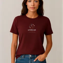 Anikmart Women Typography Printed Round Neck Cotton T-shirt-picture-42