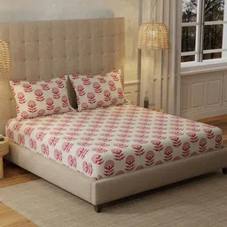URBAN SPACE Red Printed 200 TC Pure Cotton King Bedsheet with 2 Pillow Covers 2 x 2mt-image-21