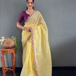 Anouk Striped Sequinned Saree-image-96