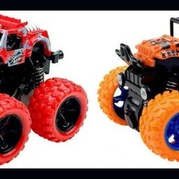 Wlco-Set of 2 Friction Powered Monster Trucks with Big Tyres-image-51