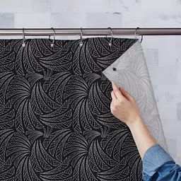 ArtzFolio Black Printed Waterproof Shower Curtains-48