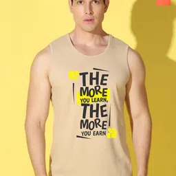 WOOSTRO Pack Of 2 Printed Combed Cotton Gym Vests VWS26(MORE RUST)(MORE ORANGE)-46