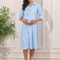 EASY MOM Floral Print Fit & Flare Midi Dress-90