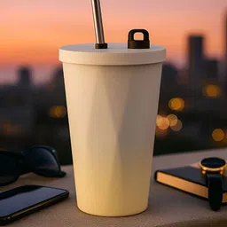 Myntra Elegant Homes Yellow Stainless Steel Retractable Straw Hot & Cold Beverages Tumbler-12