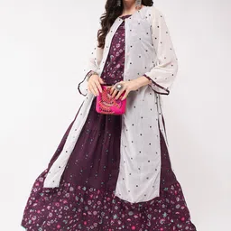 Pannkh Printed Top With Skirt & Embroidered Shrug Co-Ords-picture-13
