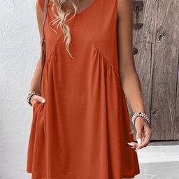 Outzidr Women V-Neck A-Line Mini Dress-image-90