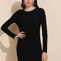 DressBerry Women Black Solid Bodycon Mini Dress-image-41