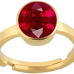 10.25 Ratti Natural Ruby Manik Loose Gemstone for Men & Women Brass Ruby Gold Plated Ring-image-59