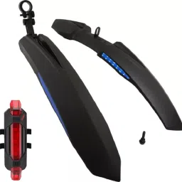 Front& Rear Mudguard with Reflective Tape and Iron Fitting With Rear Cycle Light Full Length Front & Rear Fender-33