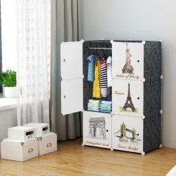 6 DOOR BLACK PP Collapsible Wardrobe-image-85