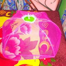mukta collection Polyester Infants Washable Six Stick Baby Mosquito Net Deep Pink Mosquito Net image 2