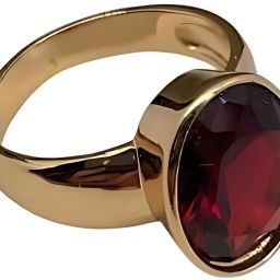 Original & Effective Gomed/Hessonite Gold Plated Finger Ring Brass Ruby Ring-image-21