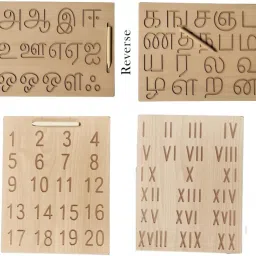 Reversible Wooden Tamil Alphabet and 1 to 20 Number Tracing Board with pencil-image-32