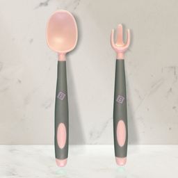 bembika Baby Training Spoon Bendable Spoon,Baby Spoon and Fork Set (Pink Color). - Silicone-picture-22