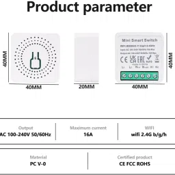 3ree HIGH QUALITY Smart WiFi Light Switch, 16A, Compatible with Remote Control Electronic Components Electronic Hobby Kit image 3