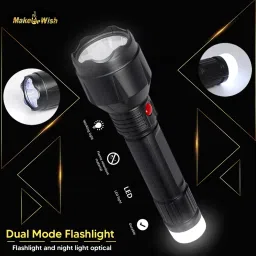 make ur wish Dual Mode Power Full Led Rechargeable Torch Up to 400 Meter Range With BackLight Small Led Torch 4 hrs Torch Emergency Light image 3