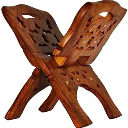 Divine Edge Wooden Pooja Book Stand – A Sacred Companion for Your Spiritual Wooden Brown Rehal-image-70