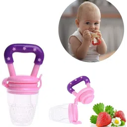 kidsify Nibbler Soother for Babies Fruit Feeder Kids Nipple Pacifier for Fruit Vegetable and Fruit Shape Silicone Teether (Set of 2) Teether and Feeder image 3