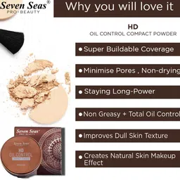 Seven Seas 2 In 1 HD Oil Control Matte Finish Compact Powder 23 g- Skin 01 image 4