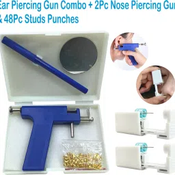 Ear Gun Professional Piercing Gun & 2Pc Nose Piercing Gun 48pc Stude Punches Permanent Tattoo Kit-22