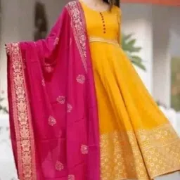 Floral Print Viscose Rayon Stitched Anarkali Gown-image-17