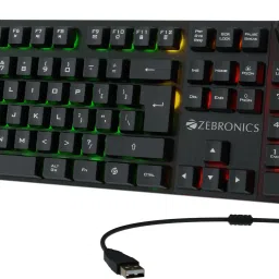 ZEBRONICS War-K Wired USB Standard Gaming Keyboard Compatible with Desktop, Laptop, Mac 104 Keys, Multi-Color LED, 1.8m Braided Cable, Anti-Ghosting 19 Keys-23