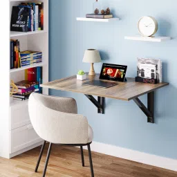 Wood Wall Mounted Foldable Table | Space-Saving Wall Desk for Home & Office Use Engineered Wood Study Table-20