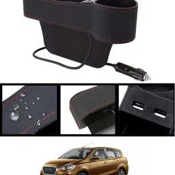 Side Seat Car Pocket Organizer With 2USB Port & Scoket For Go Plus-Datsun-2015 Car Side Seat Catcher-19