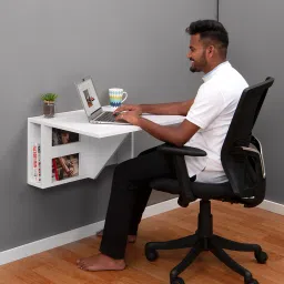 Folding Table with Shelf and Storage Engineered Wood Study Table-9