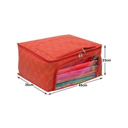 Kuber Industries Set Of 3 Red Printed Saree Organiser image 5